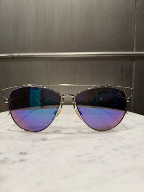 Betsey Johnson Retro Sunglasses - Purple Blue Lenses